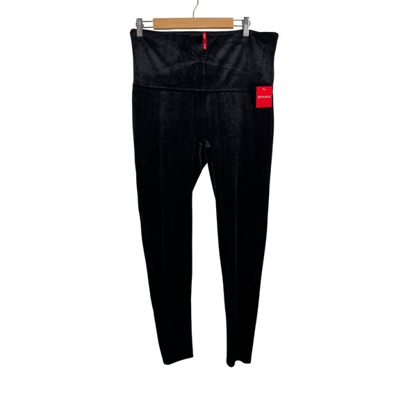 Spanx Plus Size 2X Velvet High-Waisted Leggings Black Soft...